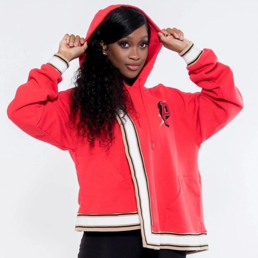 Puma x June Ambrose Red High Court Hope Oversized Poncho Hoodie Size Small
